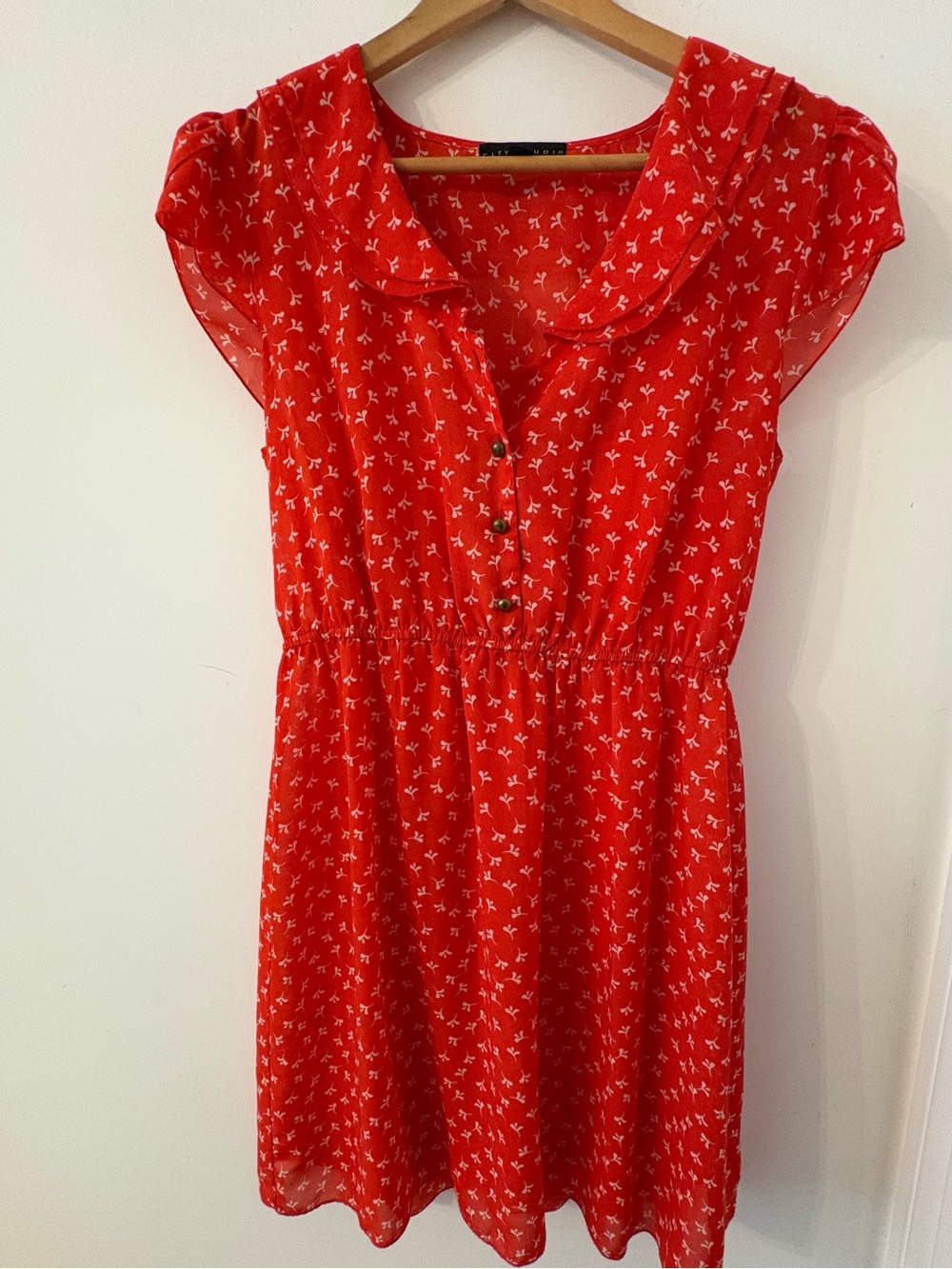 Red Floral Cap-Sleeve Retro Summer Dress